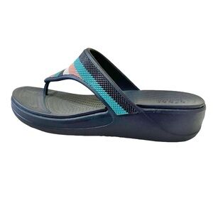 Crocs Thong Sandals Flip-Flops Monterey bead Stripe Women’s‎ shoes Sz 7